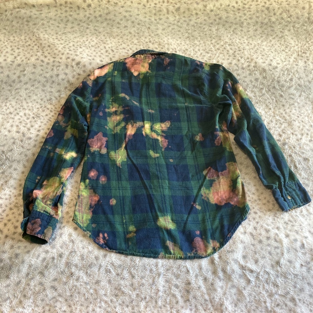 Custom Bleach Tie Dye Plaid Flannel Shirt - Picture 4 of 4